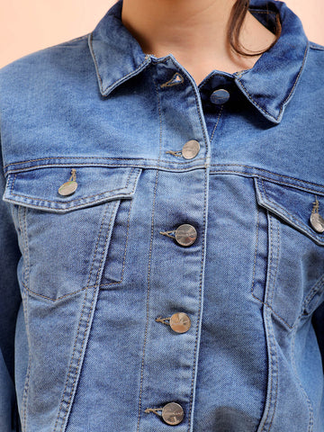 Women's Back Printed Denim Jacket