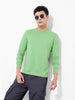 Men's Green Slim Fit Solid Round Neck T-shirt