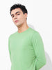 Men's Green Slim Fit Solid Round Neck T-shirt