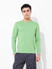 Men's Green Slim Fit Solid Round Neck T-shirt