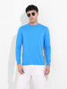 Men's Blue Slim Fit Solid Round Neck T-shirt