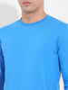 Men's Blue Slim Fit Solid Round Neck T-shirt