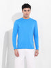 Men's Blue Slim Fit Solid Round Neck T-shirt