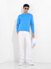 Men's Blue Slim Fit Solid Round Neck T-shirt