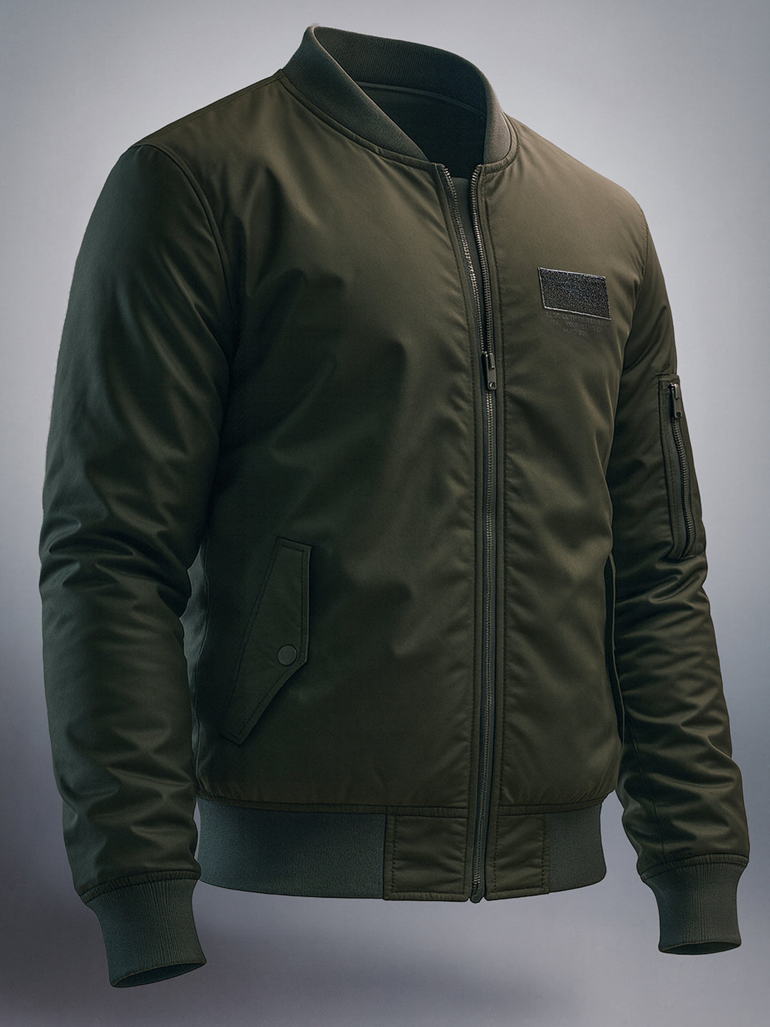 Men's Olive Regular Fit Solid Casual Jacket