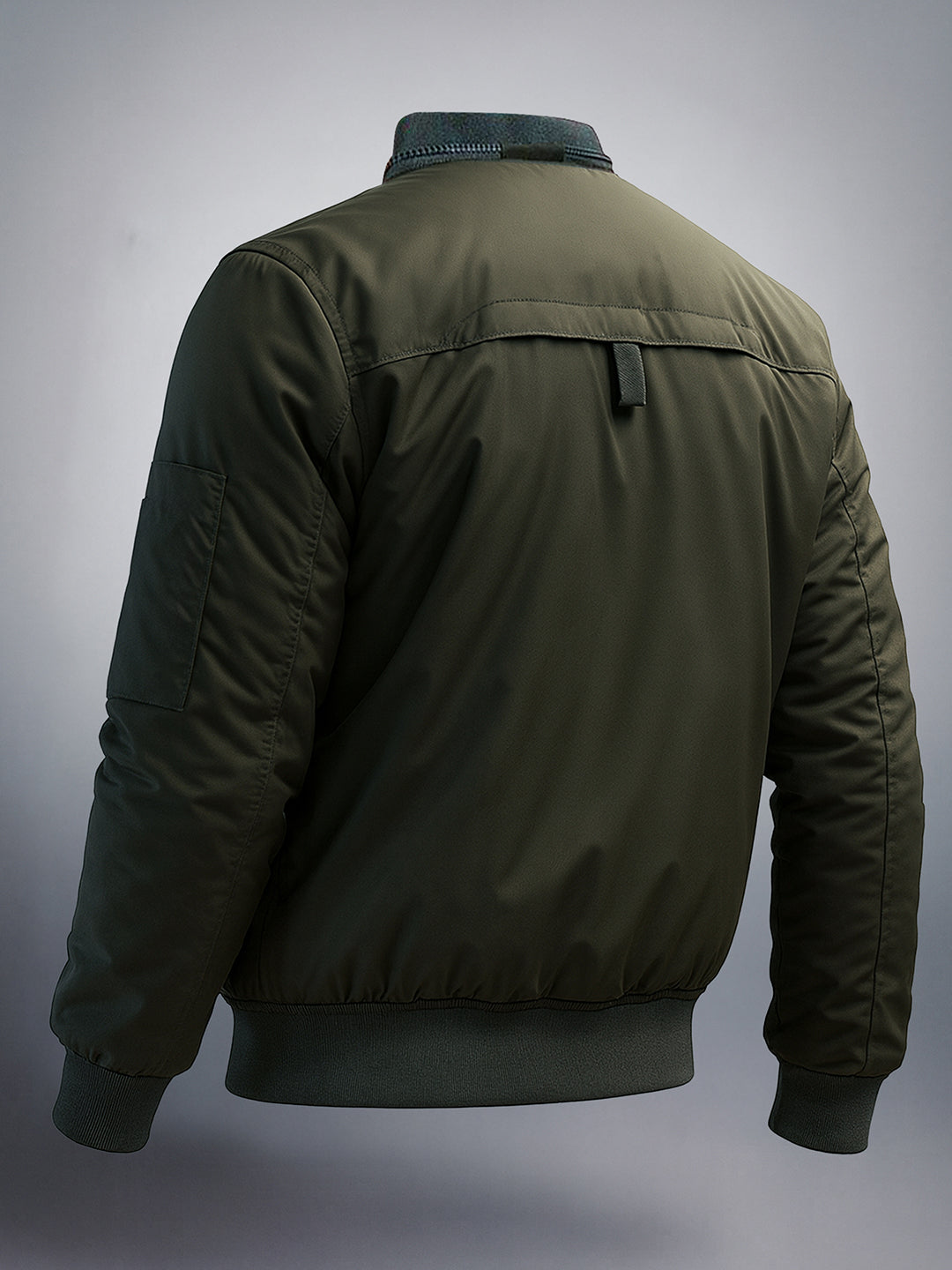 Men's Olive Regular Fit Solid Casual Jacket