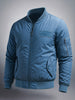 Men's Blue Regular Fit Solid Casual Jacket
