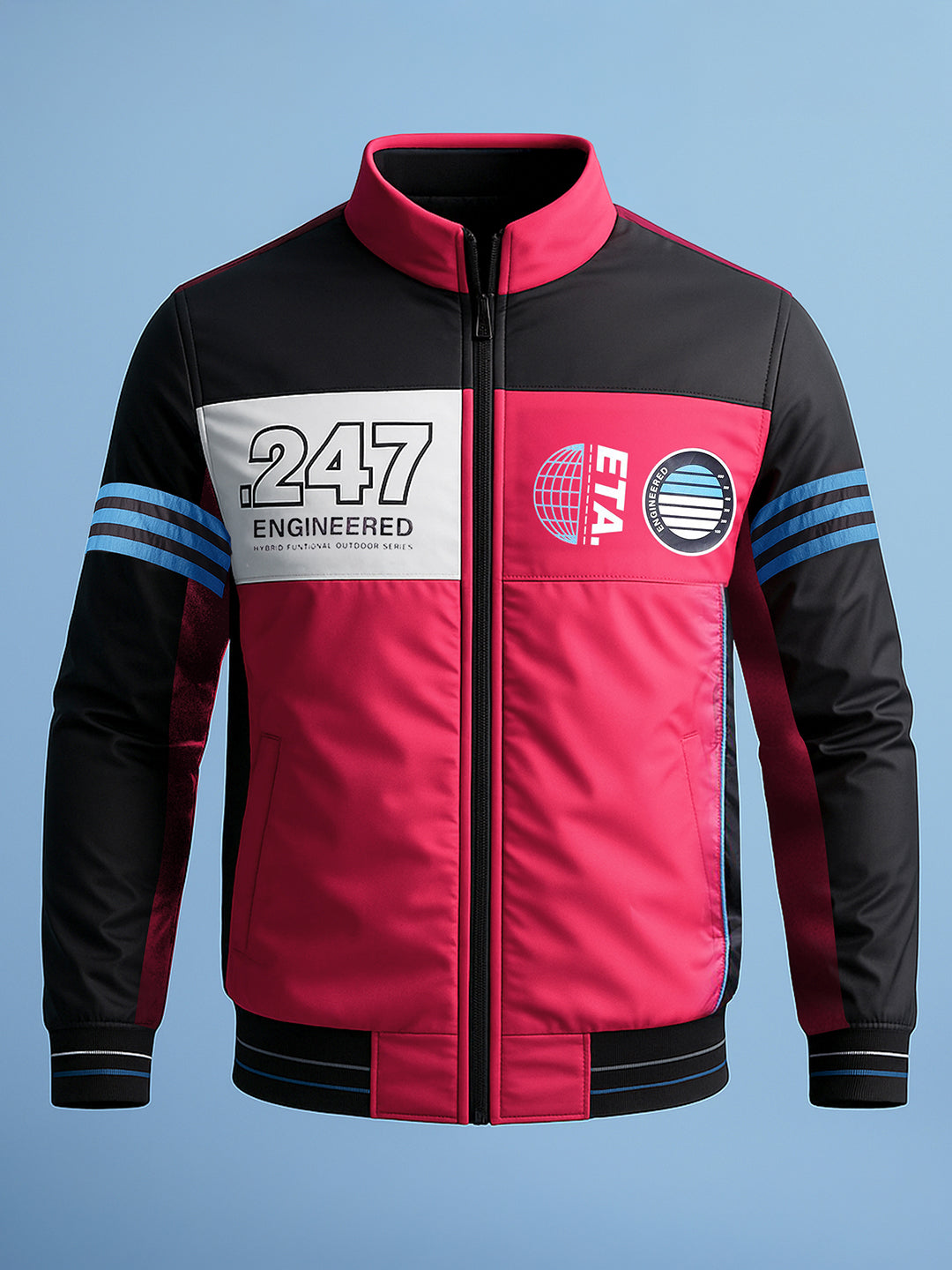 Men's Red Regular Fit Colourblocked Casual Jacket