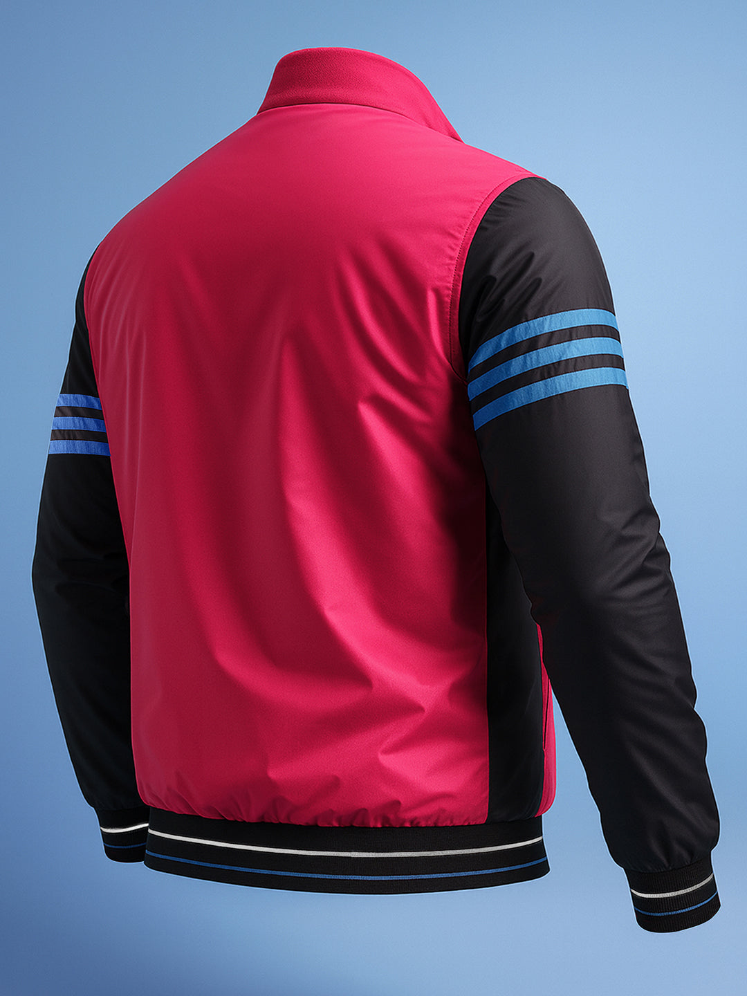 Men's Red Regular Fit Colourblocked Casual Jacket