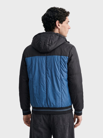 Men's Teal Regular Fit Colourblocked Casual Jacket
