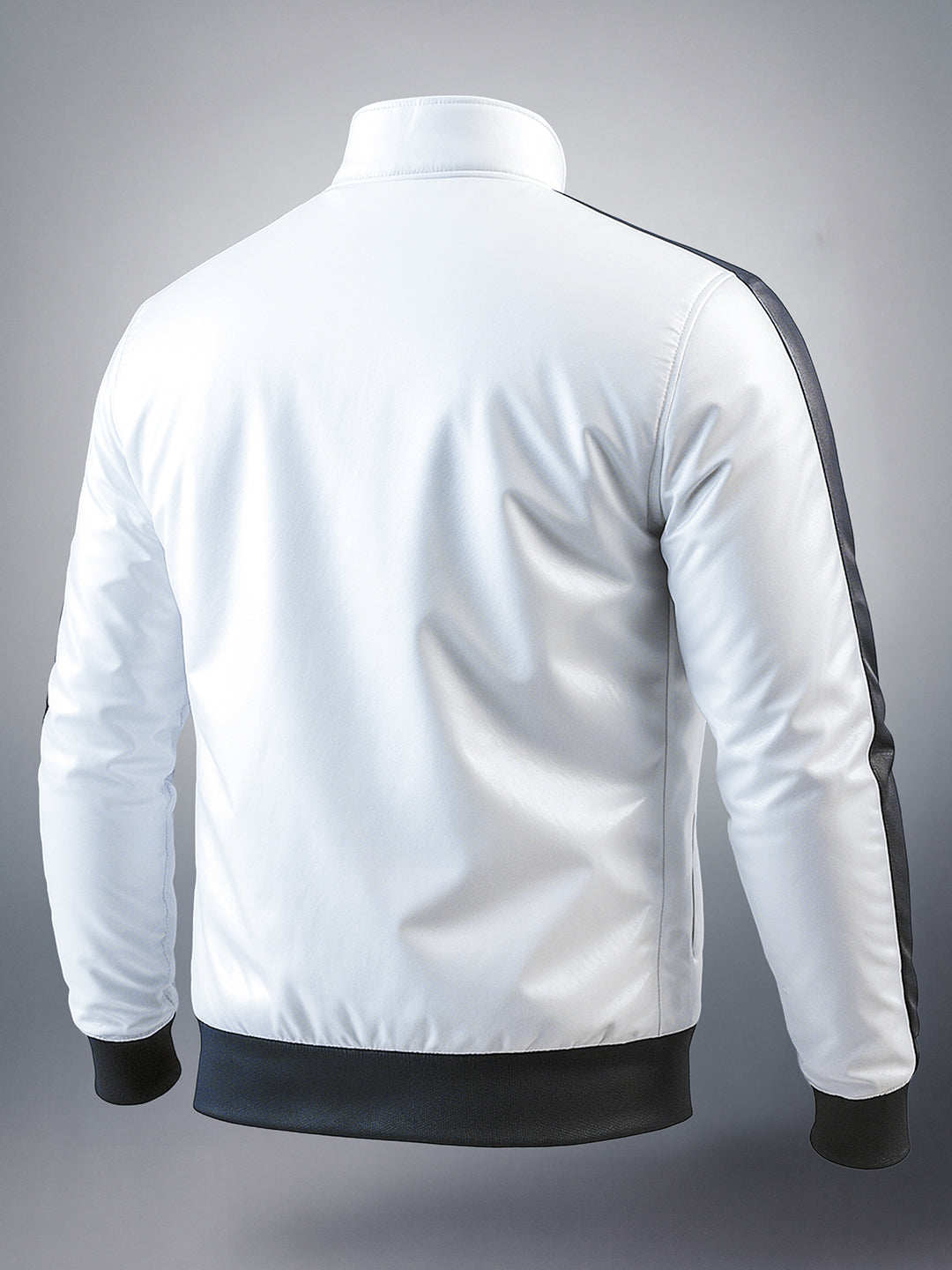 Men's White Regular Fit Colourblocked Casual Jacket