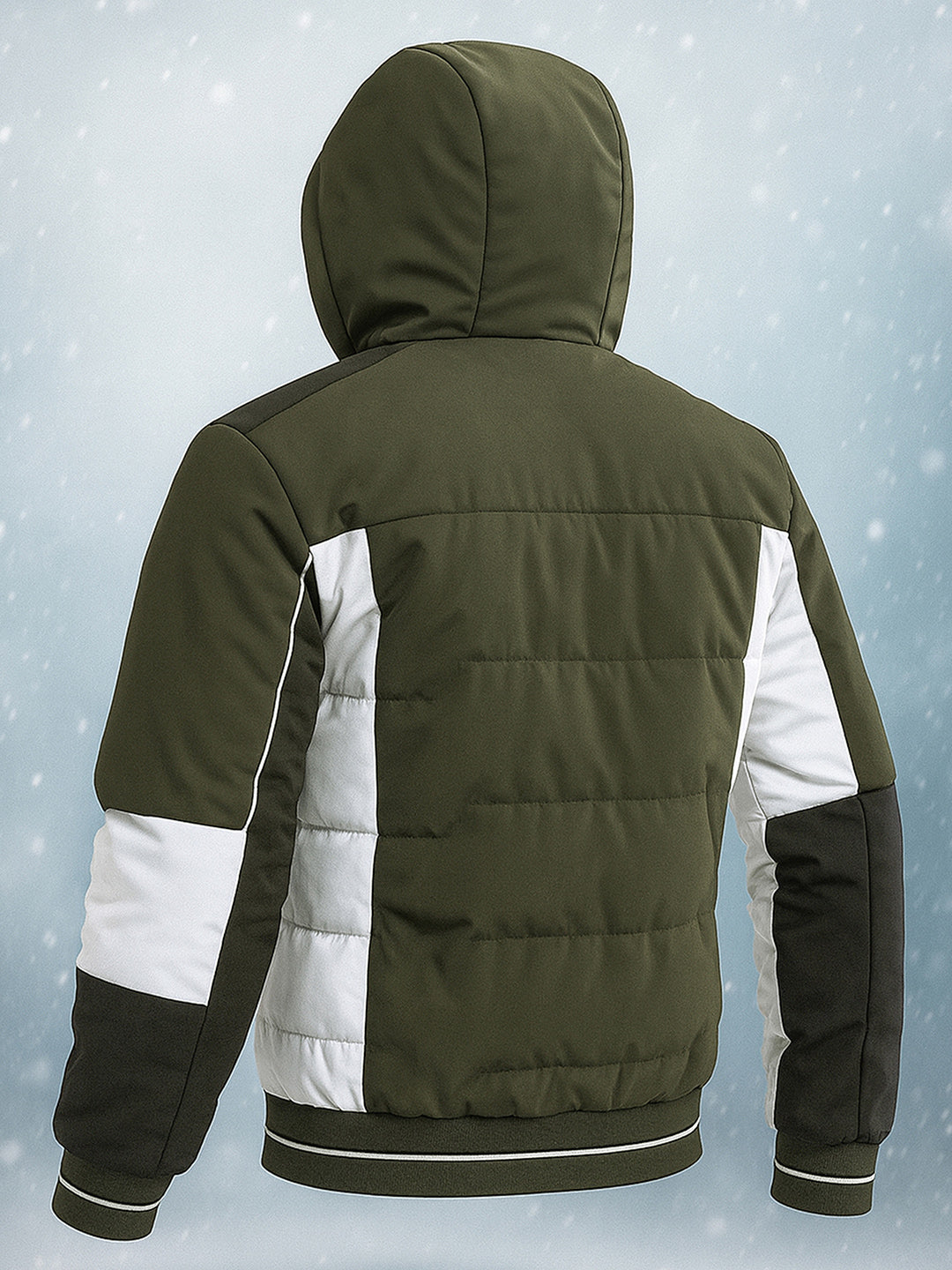 Men's Olive Regular Fit Colourblocked Casual Jacket