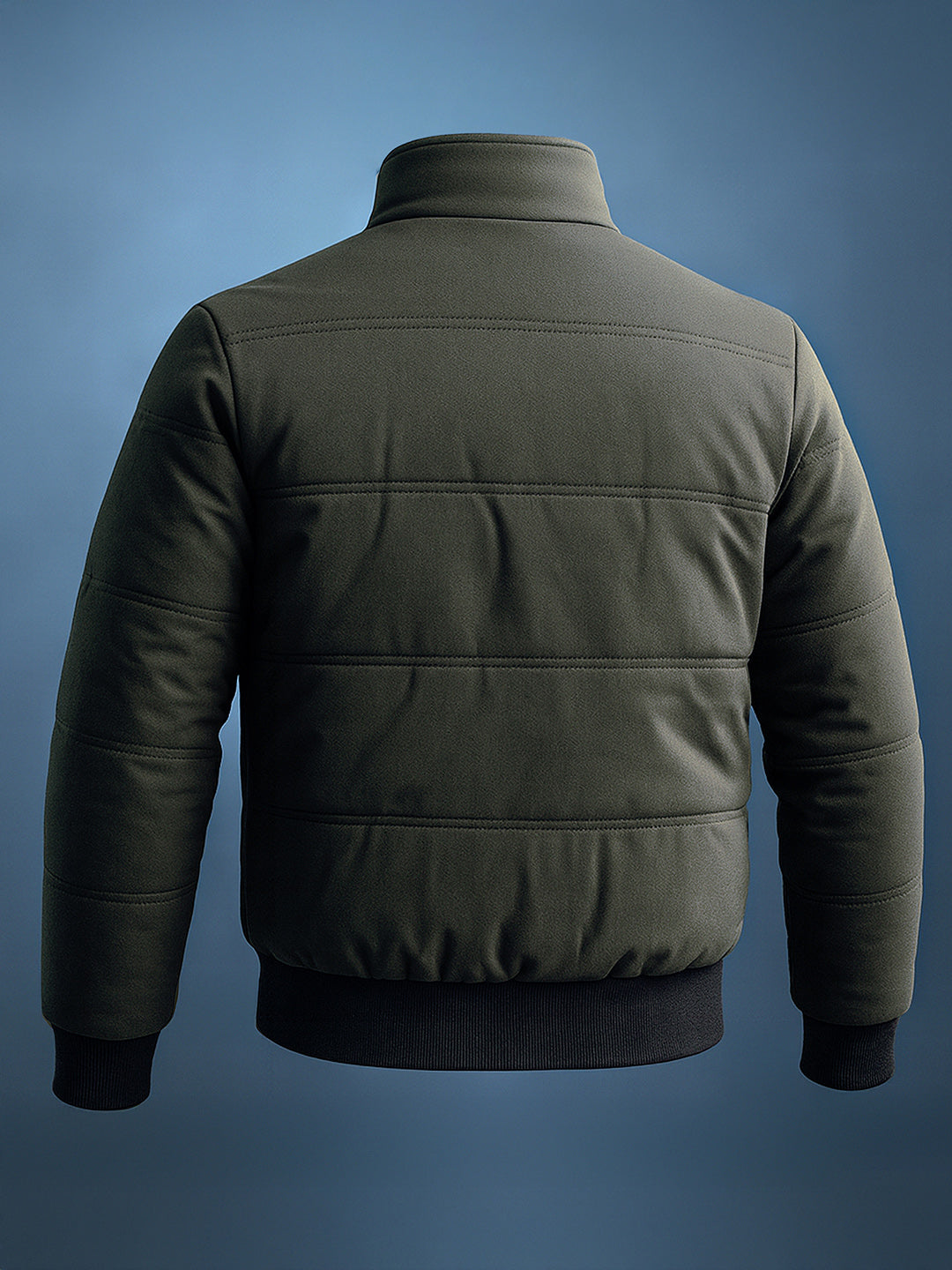 Men's Olive Regular Fit Solid Casual Jacket