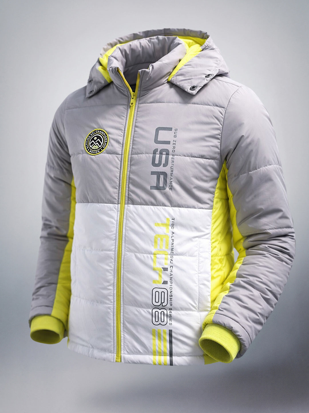 Men's Silver Grey Regular Fit Colourblocked Casual Jacket