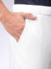 Men's White Slim Fit Textured Mid-Rise Stretchable Knitted Formal Trousers