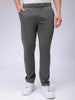 Men's Grey Slim Fit Textured Mid-Rise Stretchable Knitted Formal Trousers