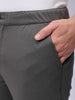 Men's Grey Slim Fit Textured Mid-Rise Stretchable Knitted Formal Trousers