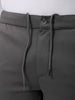 Men's Grey Slim Fit Textured Mid-Rise Stretchable Knitted Formal Trousers