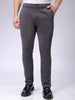 Men's Grey Slim Fit Textured Mid-Rise Stretchable Knitted Formal Trousers