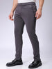 Men's Grey Slim Fit Textured Mid-Rise Stretchable Knitted Formal Trousers