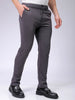 Men's Grey Slim Fit Textured Mid-Rise Stretchable Knitted Formal Trousers
