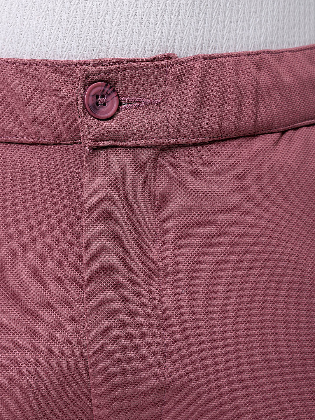 Men's Grey Slim Fit Textured Mid-Rise Stretchable Knitted Formal Trousers