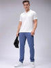 Men's Elemental Blue Slim Fit Textured Formal Trouser