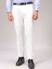 Men's White Slim Fit Textured Formal Trouser