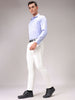 Men's White Slim Fit Textured Formal Trouser