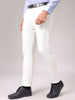 Men's White Slim Fit Textured Formal Trouser