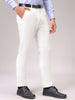 Men's White Slim Fit Textured Formal Trouser