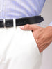 Men's White Slim Fit Textured Formal Trouser