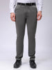 Men's Grey Slim Fit Textured Mid-Rise Stretchable Knitted Formal Trousers
