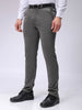 Men's Grey Slim Fit Textured Mid-Rise Stretchable Knitted Formal Trousers