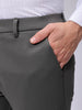 Men's Grey Slim Fit Textured Mid-Rise Stretchable Knitted Formal Trousers