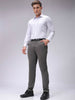 Men's Grey Slim Fit Textured Mid-Rise Stretchable Knitted Formal Trousers