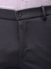 Men's Grey Slim Fit Textured Mid-Rise Stretchable Knitted Formal Trousers