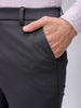 Men's Grey Slim Fit Textured Mid-Rise Stretchable Knitted Formal Trousers