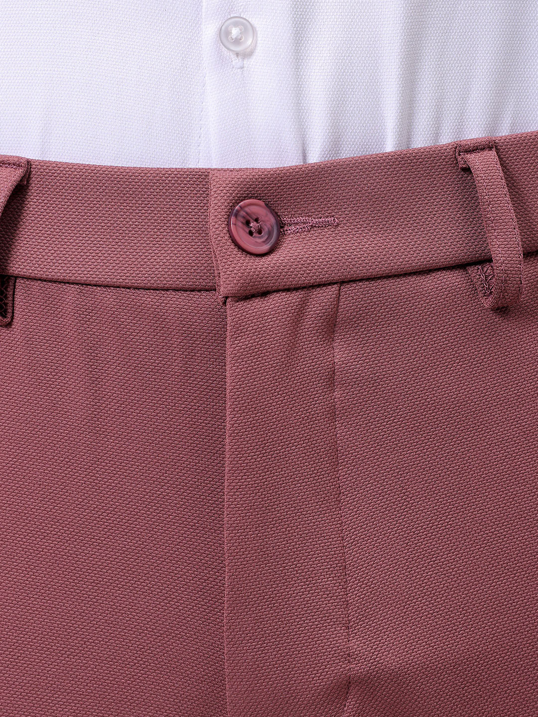 Men's Grey Slim Fit Textured Mid-Rise Stretchable Knitted Formal Trousers