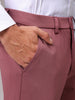 Men's Grey Slim Fit Textured Mid-Rise Stretchable Knitted Formal Trousers