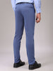 Men's Blue Slim Fit Textured Mid-Rise Stretchable Knitted Formal Trousers