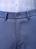 Men's Blue Slim Fit Textured Mid-Rise Stretchable Knitted Formal Trousers