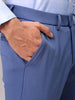 Men's Blue Slim Fit Textured Mid-Rise Stretchable Knitted Formal Trousers