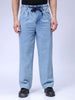 Men's Blue Relaxed Fit Solid Denim Jogger