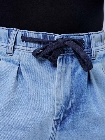 Men's Blue Relaxed Fit Solid Denim Jogger