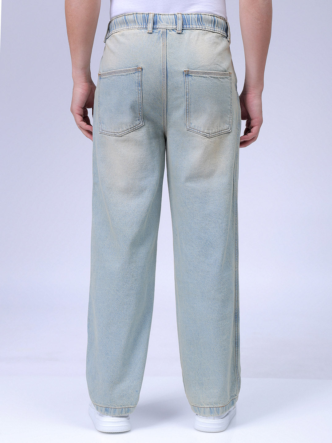 Men's Blue Relaxed Fit Solid Denim Jogger