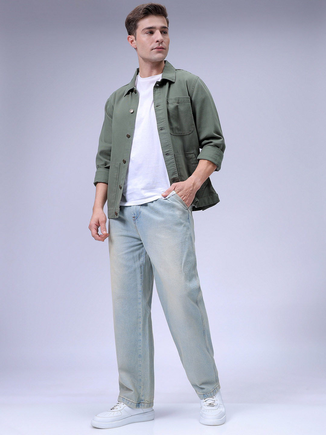 Men's Blue Relaxed Fit Solid Denim Jogger
