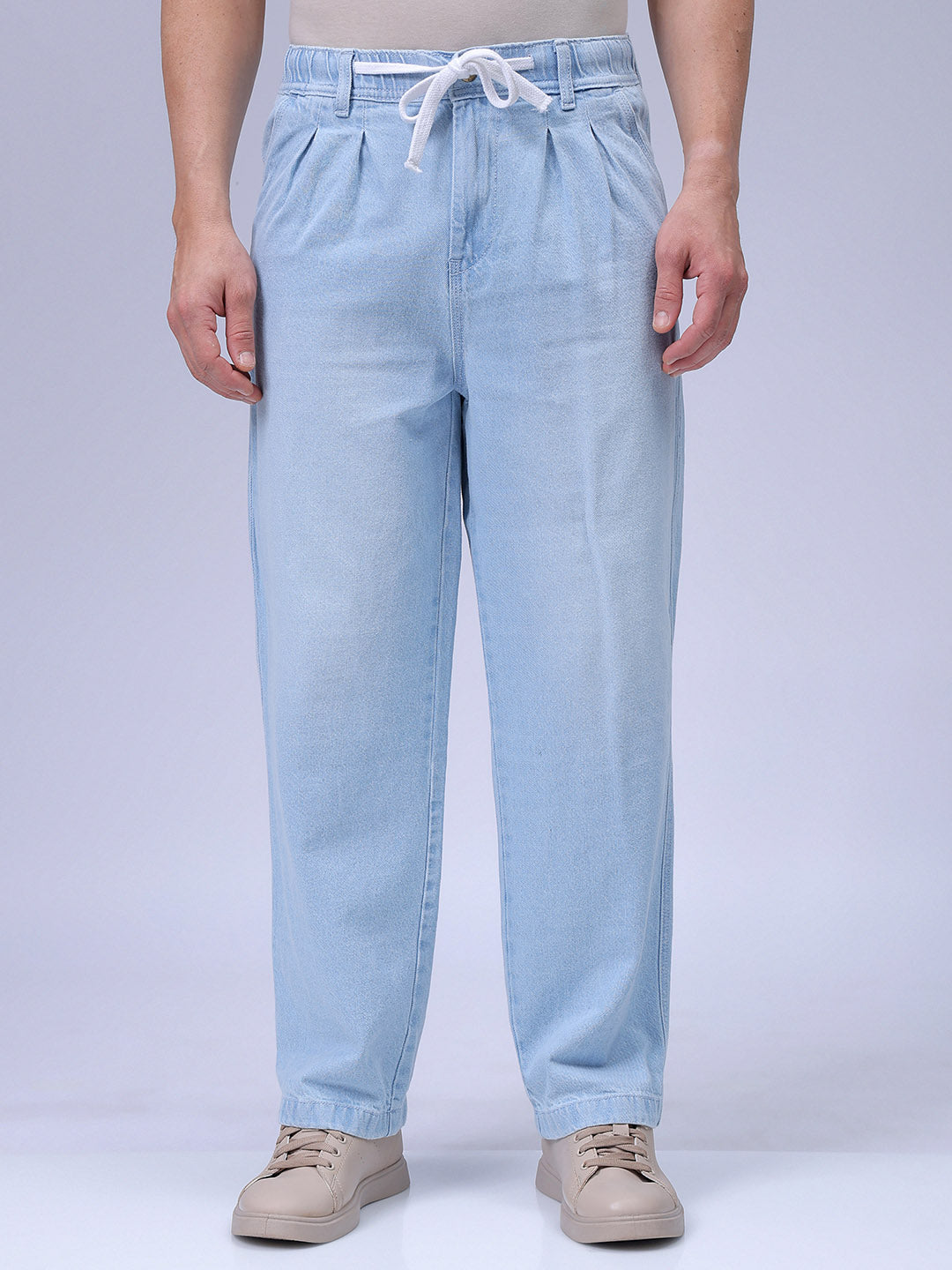 Men's Blue Relaxed Fit Solid Denim Jogger
