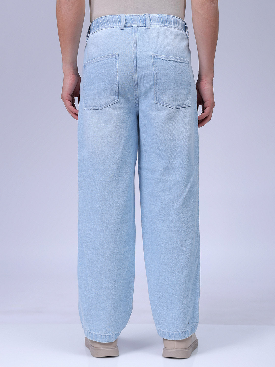 Men's Blue Relaxed Fit Solid Denim Jogger