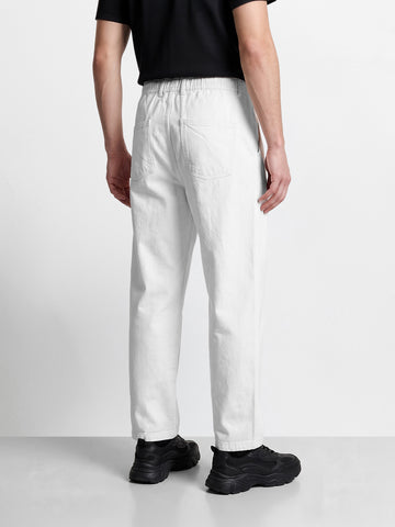 Men's White Relaxed Fit Solid Utility Jeans